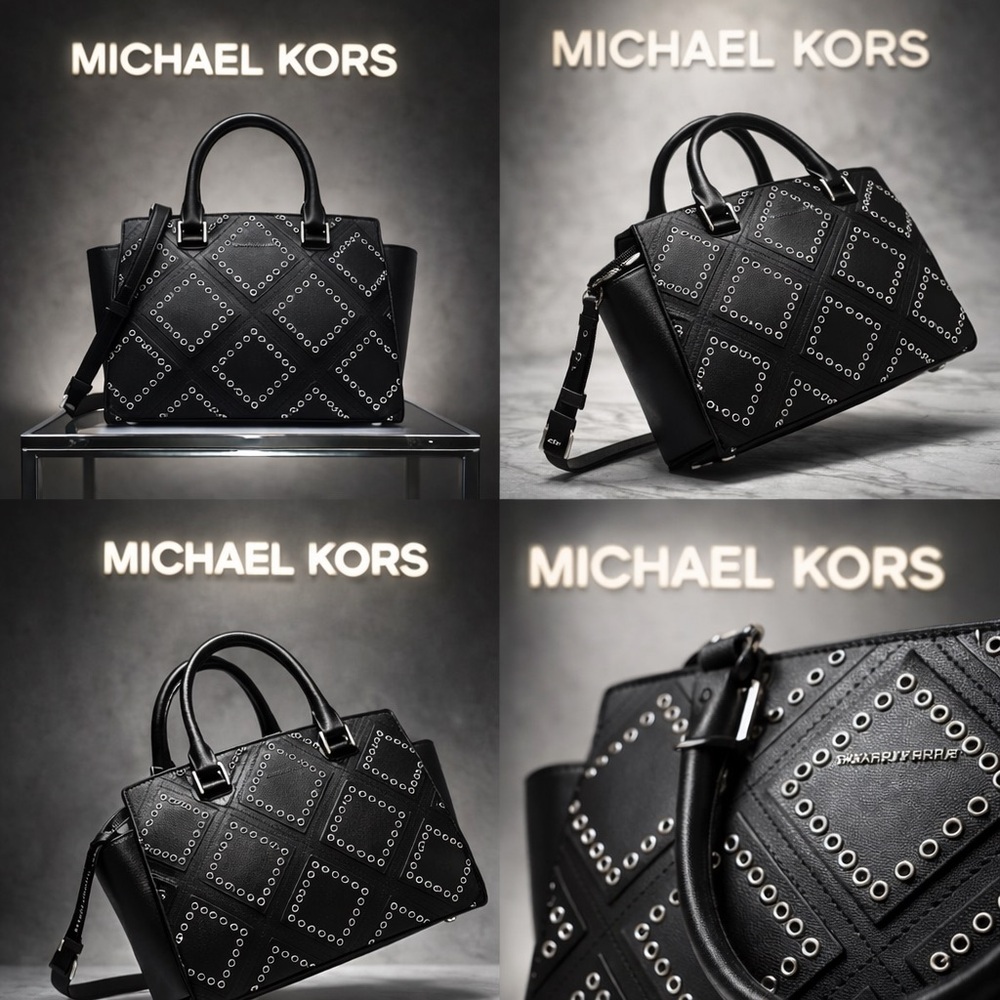 Michael Kors Selma Bag w/Diamond Grommets & MK Quilted Long Wallet MSRP: $558 - Picture 2 of 16